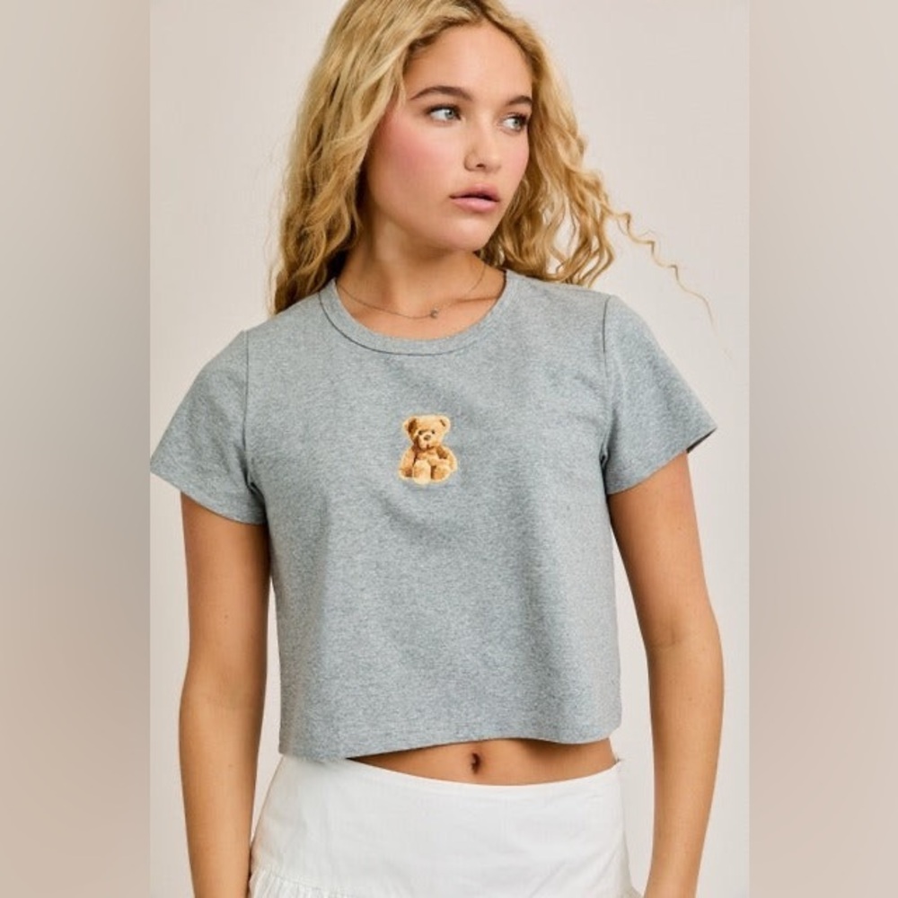 Embroidered Teddy Bear Baby Tee - Le Lis